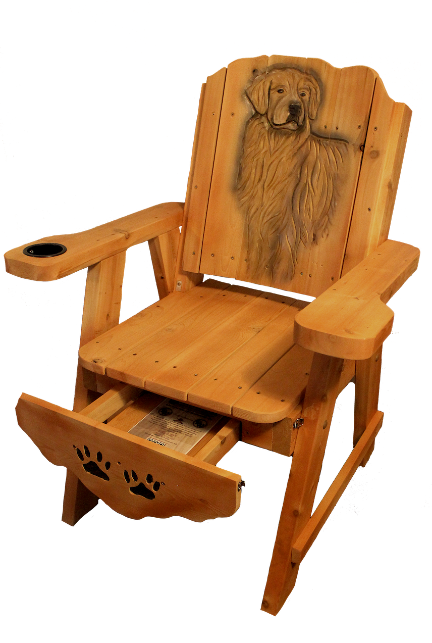 Golden retriever deck chair, deck chair, deck lounge chair